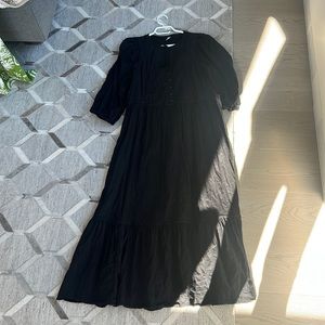 Tie-Neck 3/4-Sleeve All-Day Maxi Swing Dress for Women